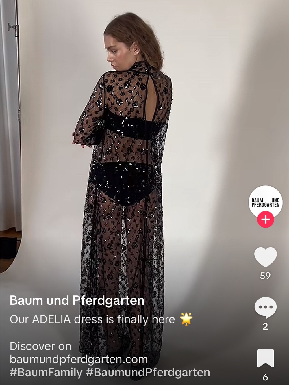 Brand New Baum und Pferdgarten ADELIA Black Sheer Sequin Maxi Dress